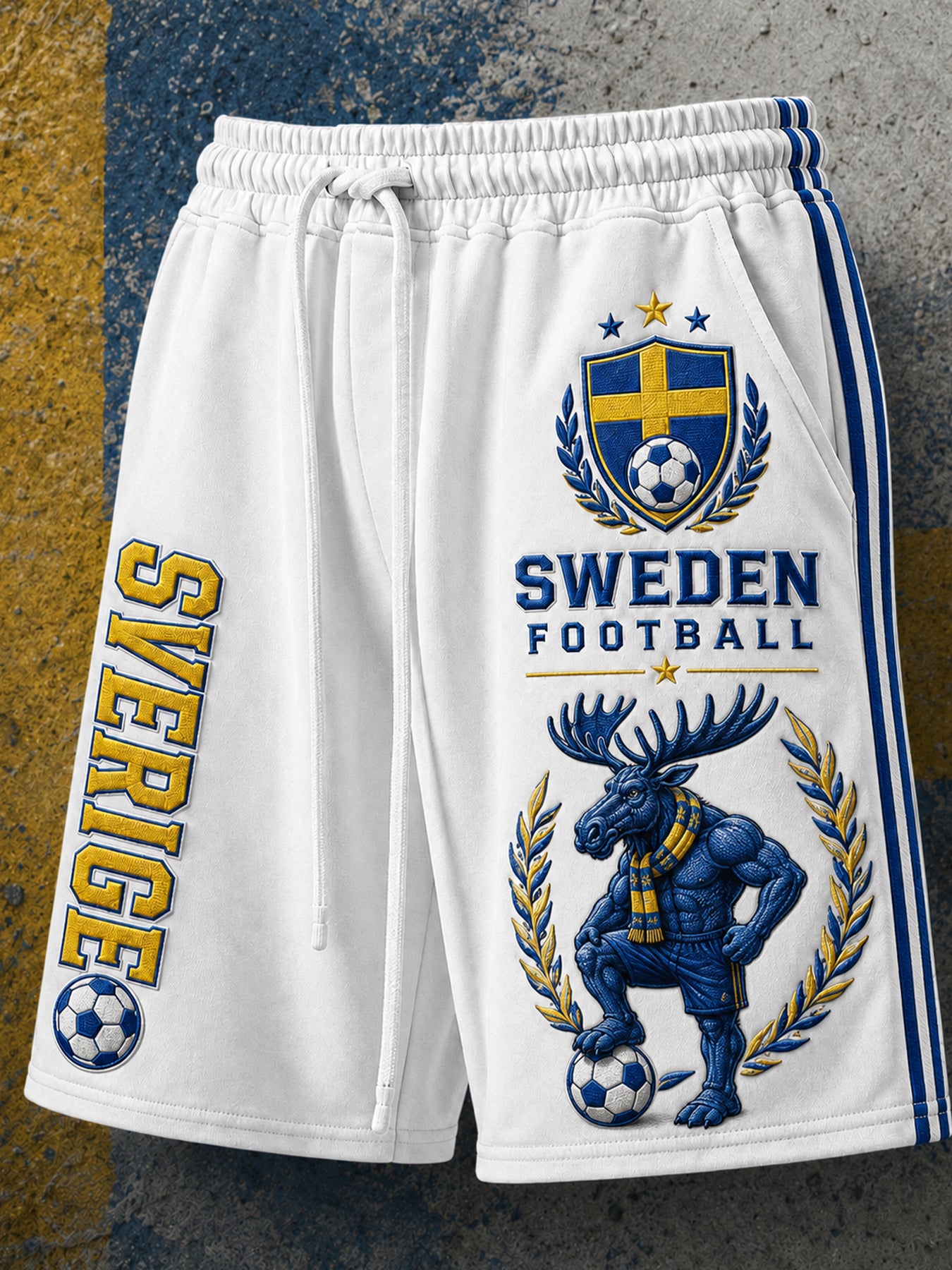 Retro svensk fotbollsfan-konsttryck avslappnade mjukisbyxor