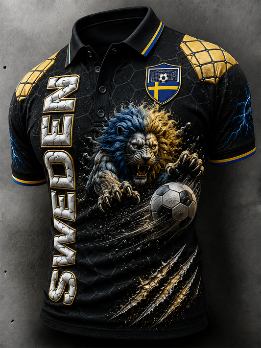 Herrfotboll i Sverige tröja med korta ärmarna