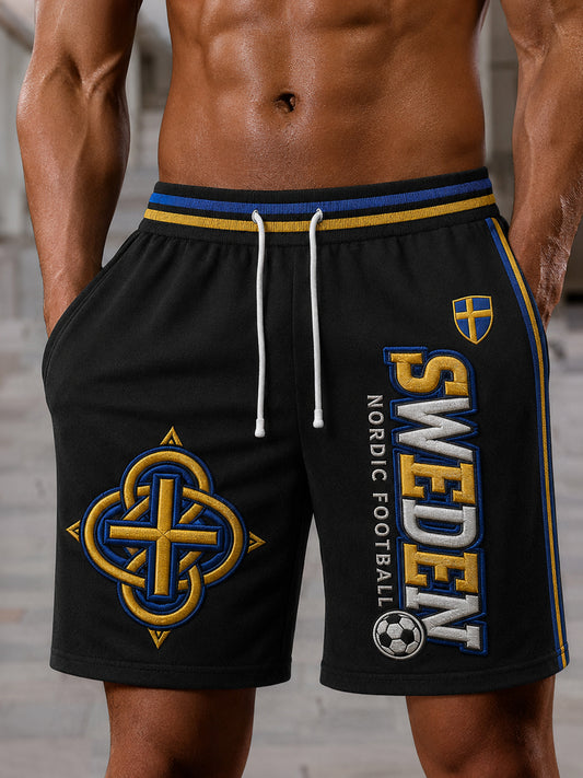 Retro svensk fotbollsfan-konsttryck avslappnade mjukisbyxor