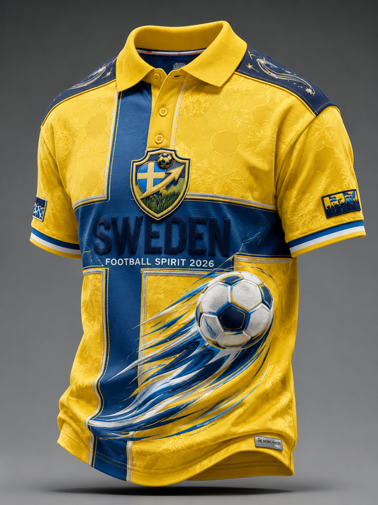 Herrfotboll i Sverige tröja med korta ärmarna