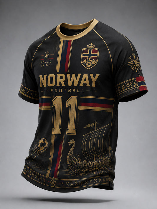 Herre Viking-fotballt-skjorte med raglanermer og kortermet design