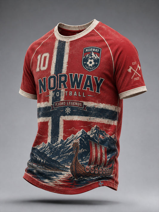 Herre Viking-fotballt-skjorte med raglanermer og kortermet design