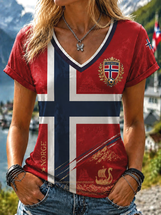 Kvinner Retro Norge 2026 klassisk fotball-t-shirt
