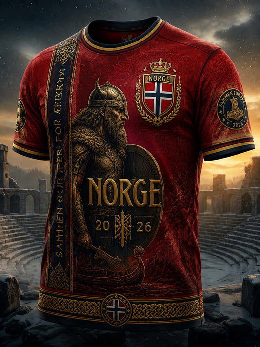Retro Norge 2026 fotball Viking-T-shirt