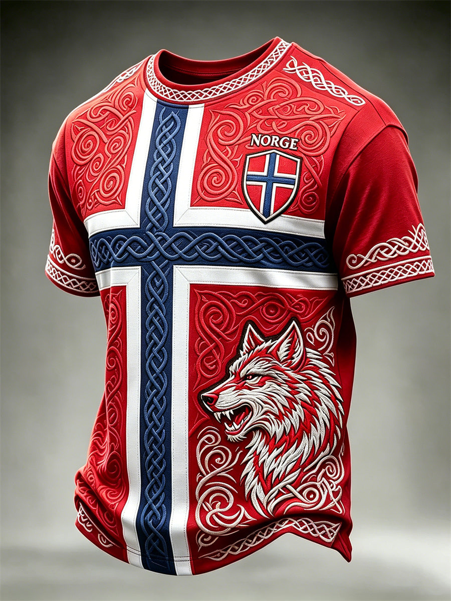 Menns Norge fotball Viking Ulv Celtic Knott Flag Skriv ut korte ermer t-skjorte