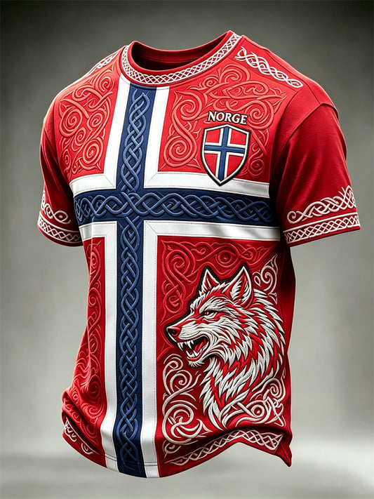 Menns Norge fotball Viking Ulv Celtic Knott Flag Skriv ut korte ermer t-skjorte