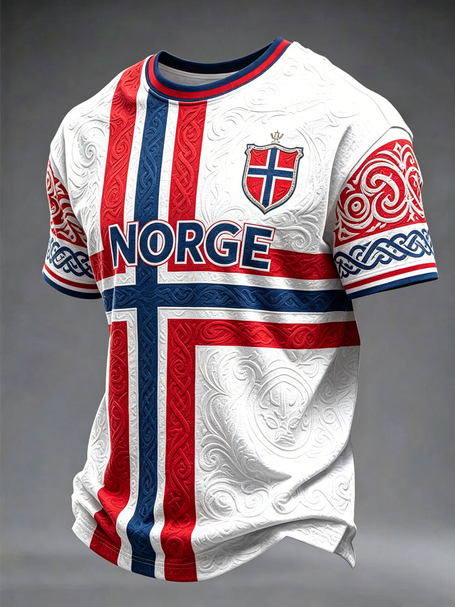 Menns Norge Fotball Trykket T-skjorte