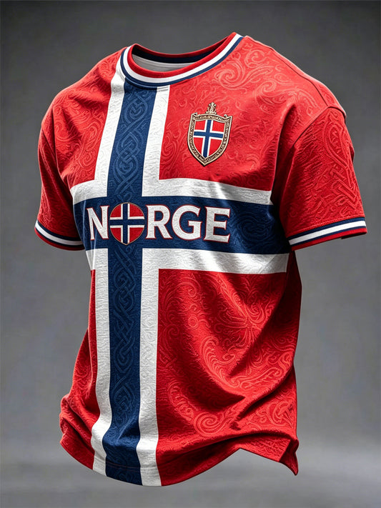 Menns Norge Fotball Trykket T-skjorte