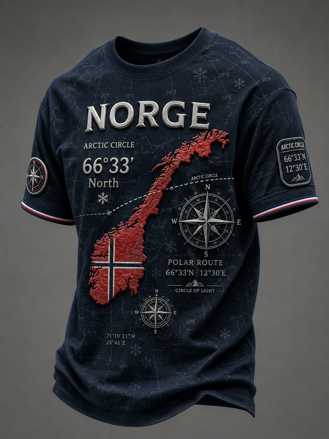 Herr T-skjorte med kart over Norge og korte ermer