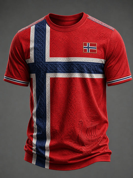 Menns Norge Fotball Trykket T-skjorte