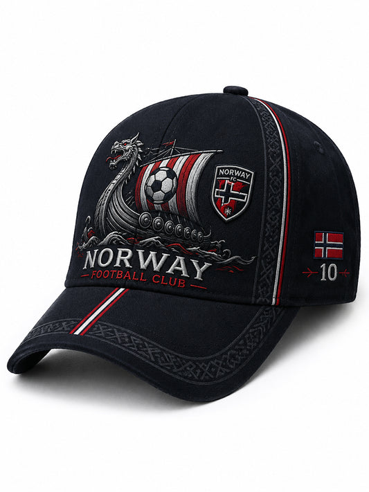 Herrer lue med viking- og fotballmotiv
