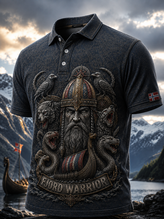 Herrskjorte med kort ermer, norsk vikingskjerf