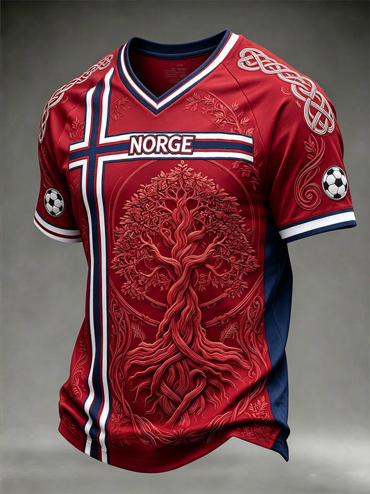 Menns Viking Element fargeblokkert design hverdags-T-skjorte