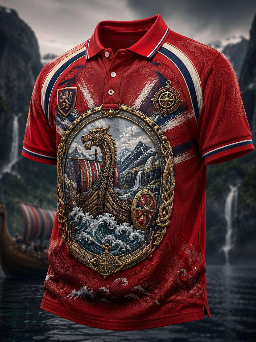 Herrskjorte med kort ermer, norsk vikingskjerf