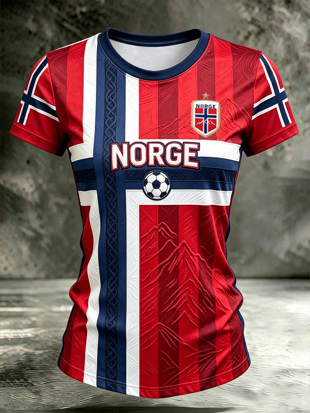 Damelig vikinginspirert t-skjorte med fargeblokker, sporty og uformell design med kortermet stil