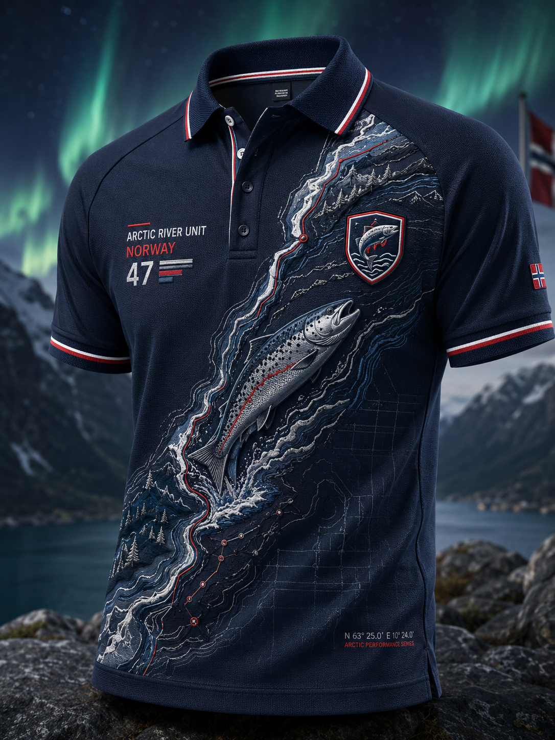 Herrskjorte med kort ermer og norske dyr