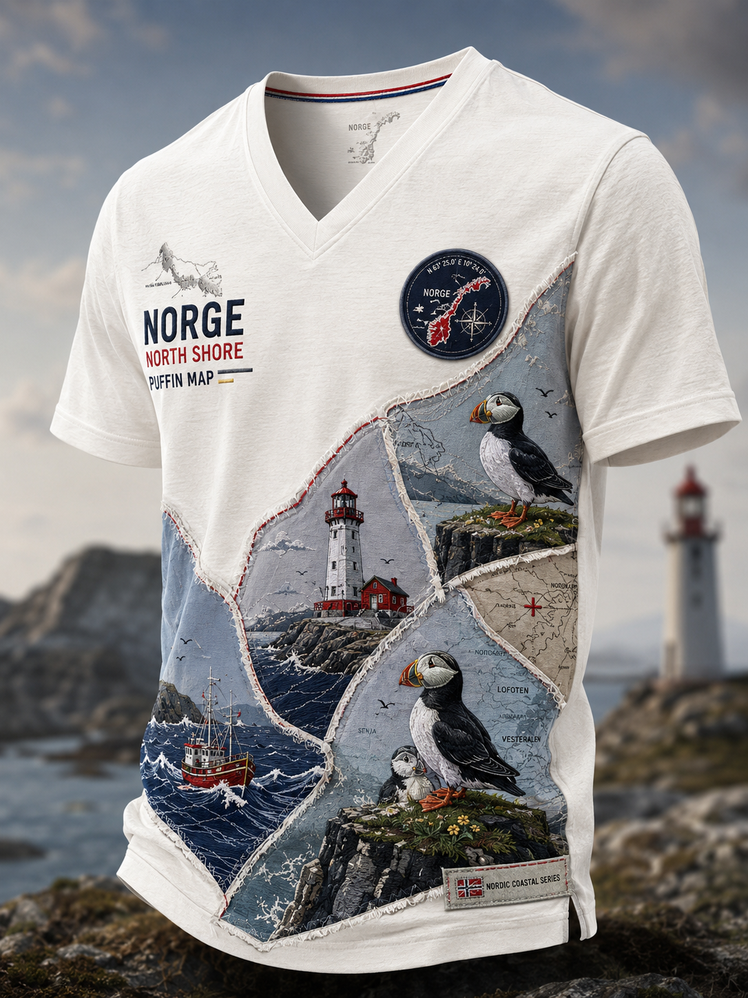 Herrens norske dyr V-hals T-shirt