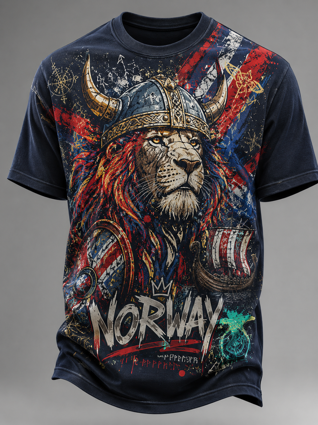 Menns norsk viking-t-skjorte med korte ermer
