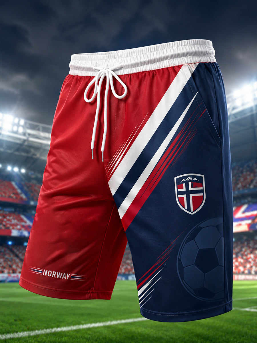 Printshorts med fotballmotiv for menn