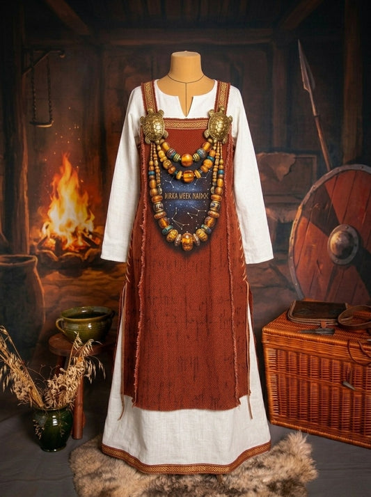 Kvinnligt vintage-svenskt förkläde från Birka Vikingaveckor