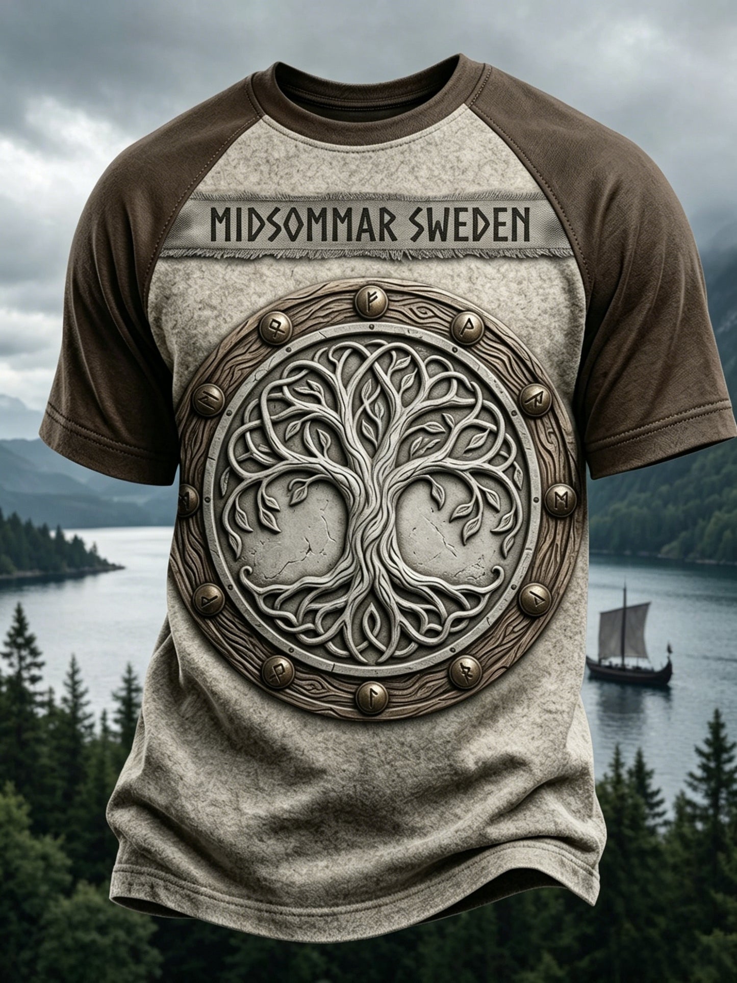 Mansvintage svensk Birka Vikingaveckor T-shirt med korta ärmarna