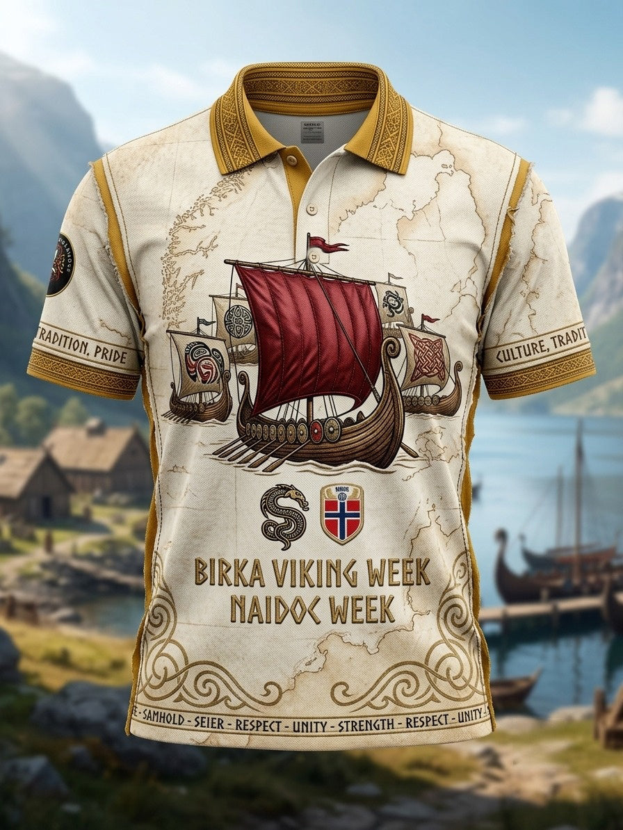 Mansvintage svensk Birka Vikingaveckor polotröja