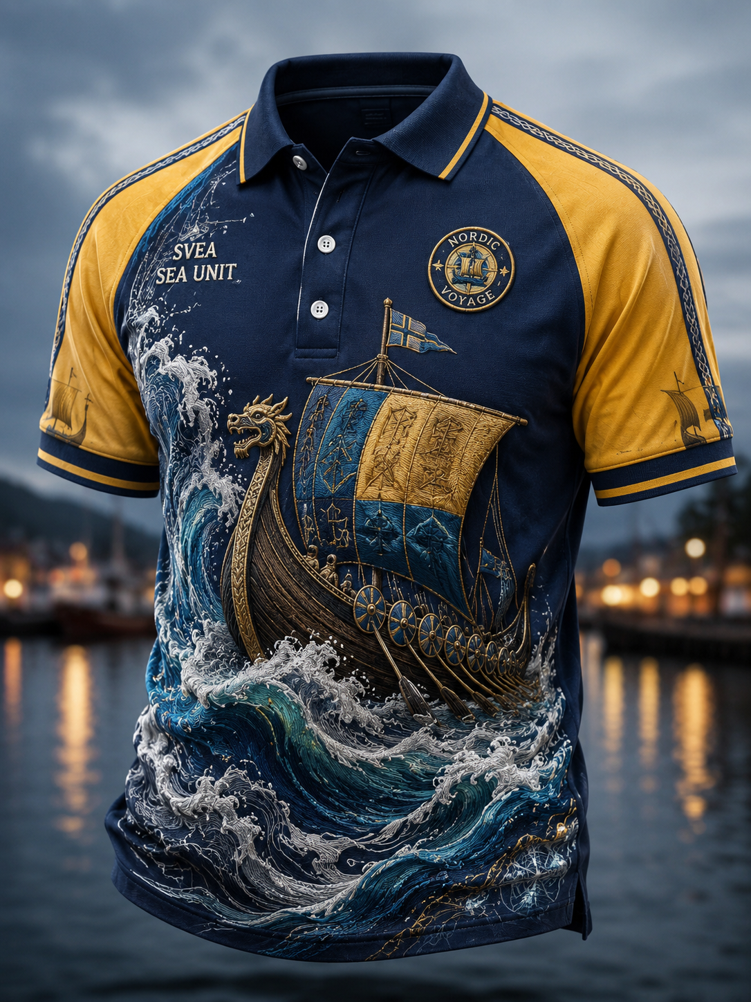 Mäns svenska vikingar Konst Print Polo tröj