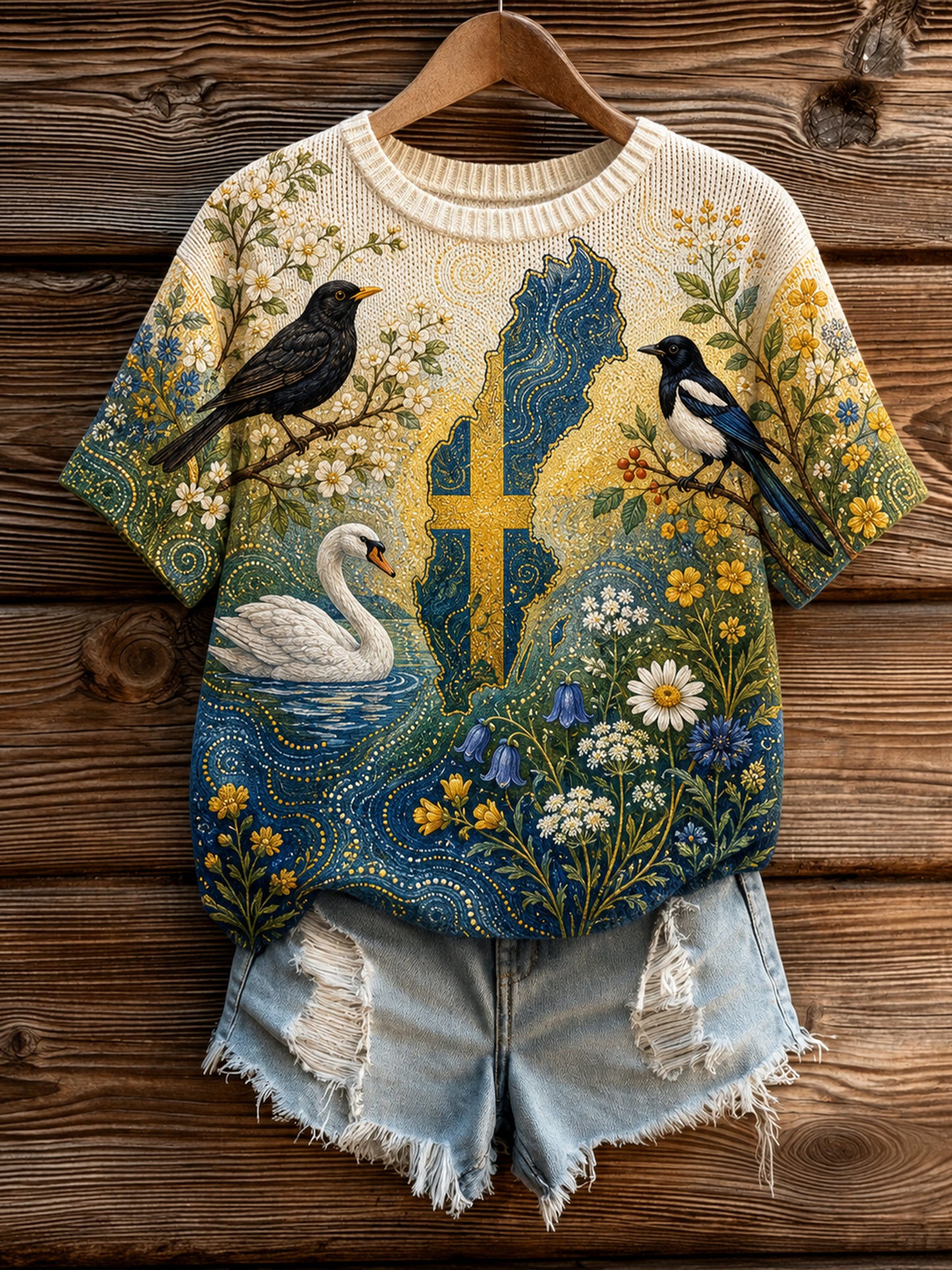 Dammens svenska djurkarta, t-shirt med konstprint