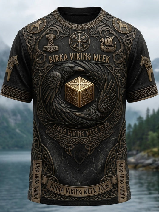 Mansvintage svensk Birka Vikingaveckor T-shirt med korta ärmarna