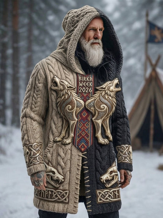 Herrlig vintage svensk Birka-Vikingaveckors lång vikingakappa med huva