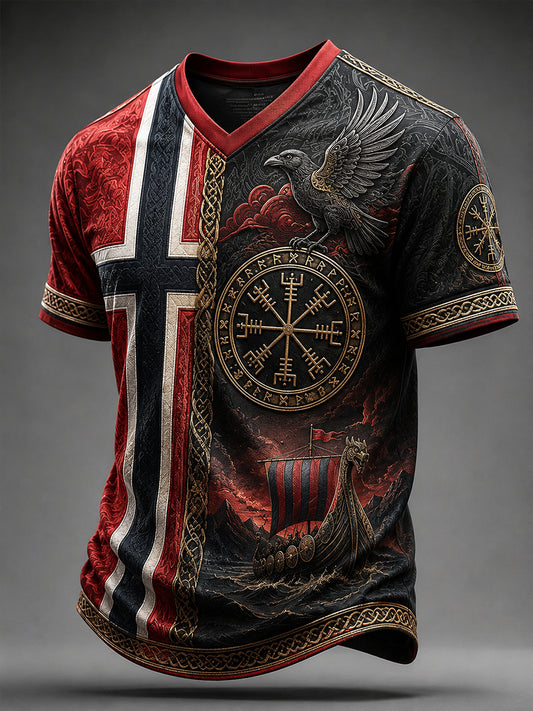 Retro norsk kunsttrykk avslappet t-skjorte