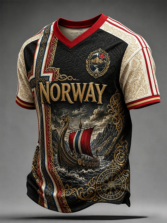 Retro norsk kunsttrykk avslappet t-skjorte
