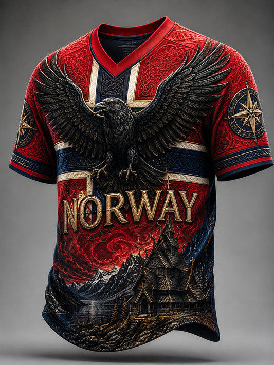 Retro norsk kunsttrykk avslappet t-skjorte