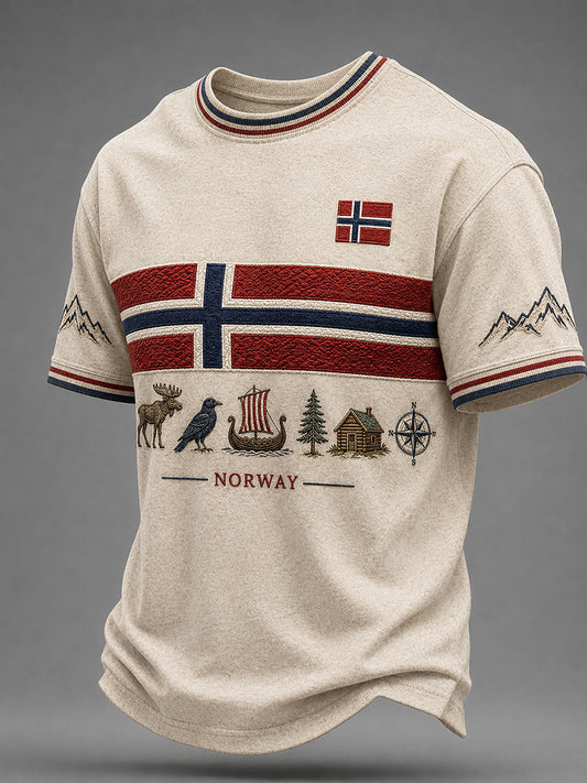 Retro norsk kunsttrykk avslappet t-skjorte