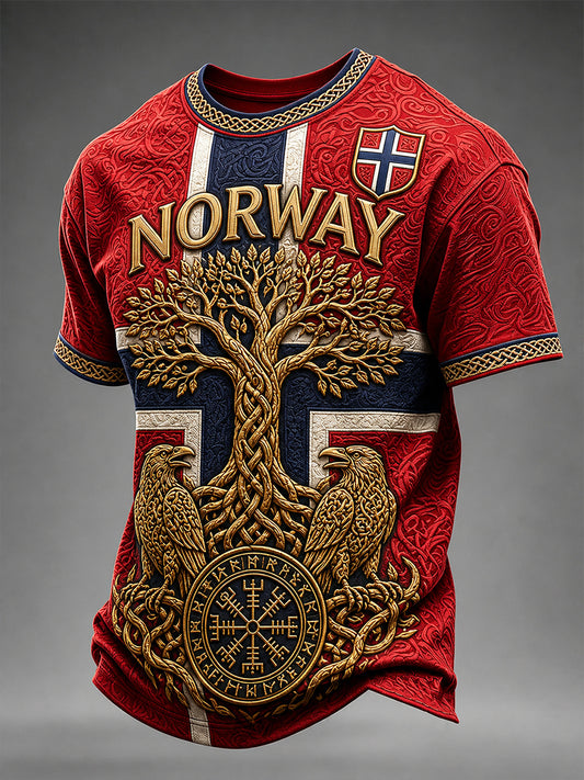 Retro norsk kunsttrykk avslappet t-skjorte