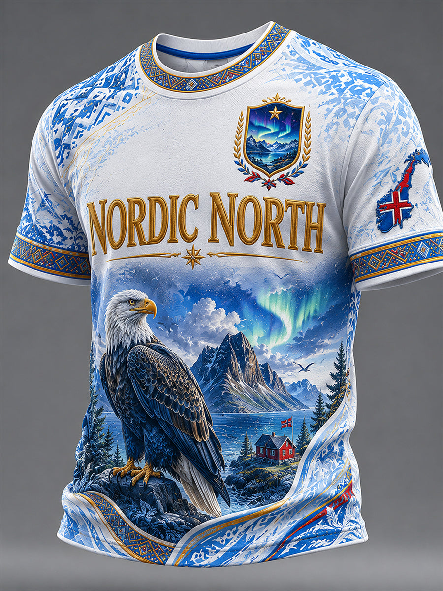 Retro norsk kunsttrykk avslappet t-skjorte