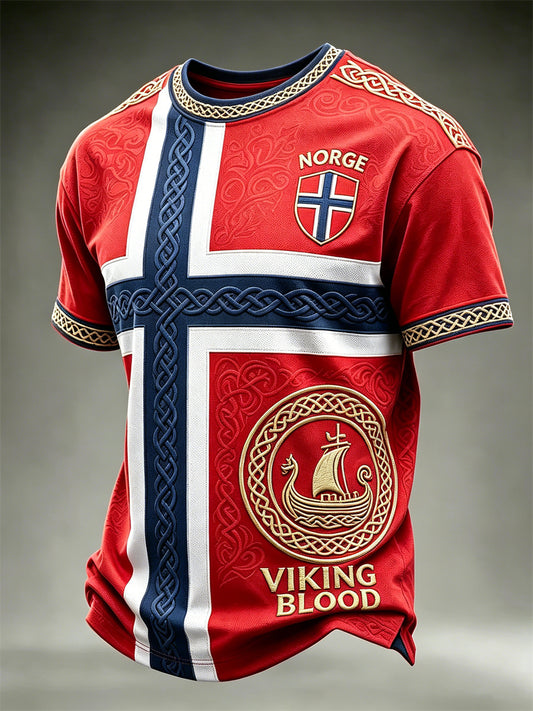 Menns Norge fotball Viking blodskip Celtic Knott Flag Skriv ut korte ermer t-skjorte