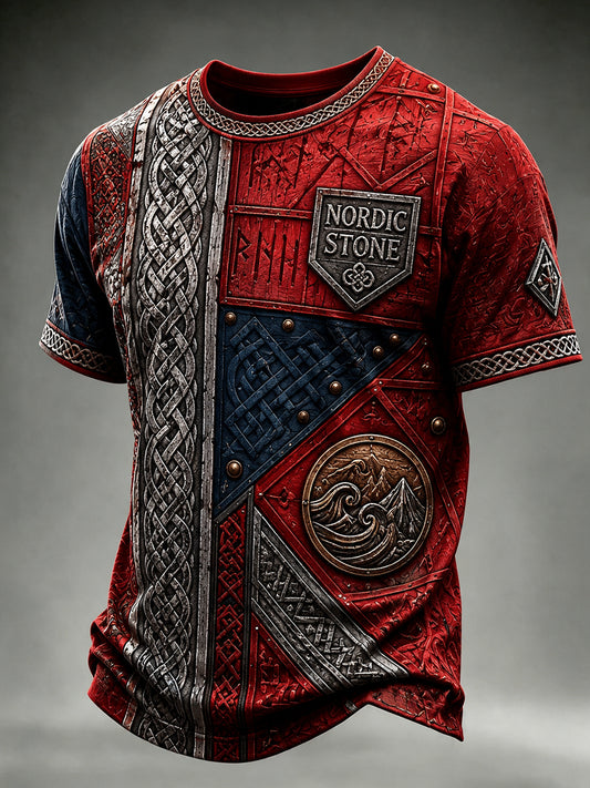 Vintage-stil norsk viking-, skandinavisk- og nordisk kunsttrykk på hverdagslig t-skjorte