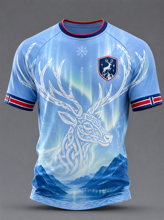 Retro norsk dyre-nordisk kunsttrykk avslappet t-skjorte
