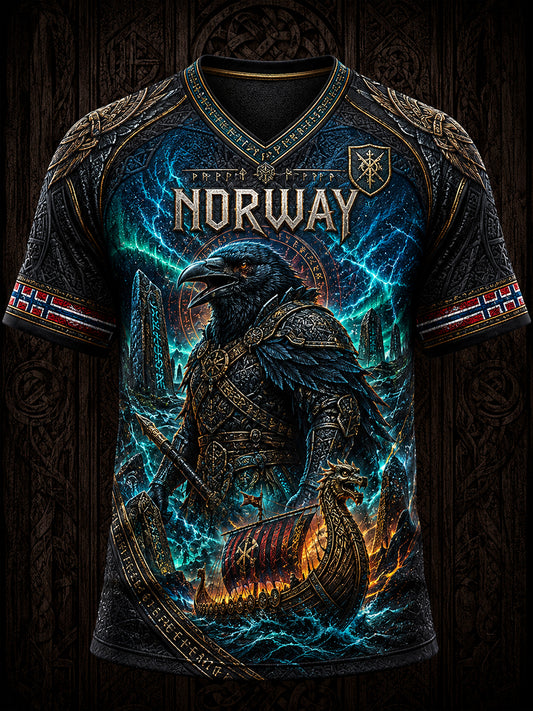 Retro norsk dyre-nordisk kunsttrykk avslappet t-skjorte