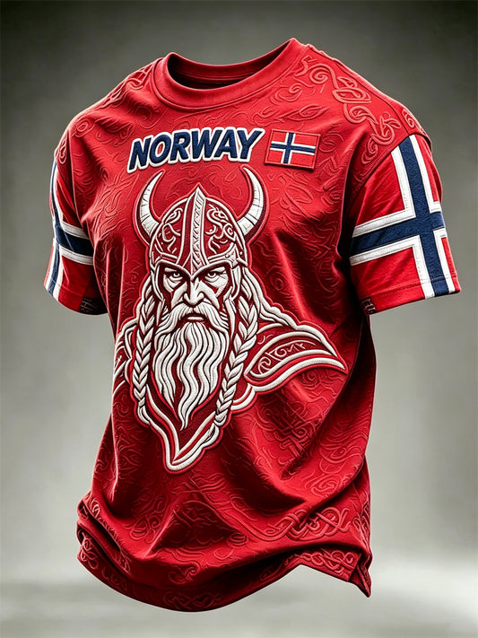 Menns Norge Viking kriger Celtic Knott Flag Skriv ut korte ermer t-skjorte