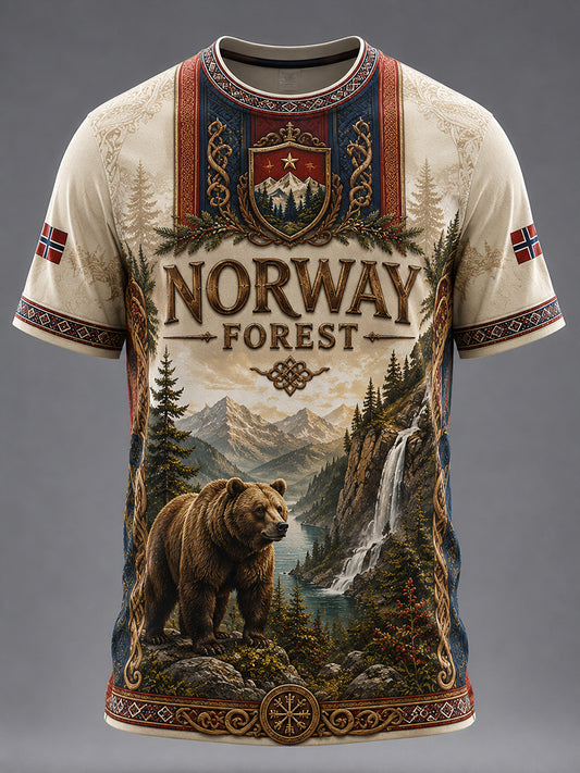 Retro norsk viking-, skandinavisk- og nordiskstil grafisk hverdags-T-skjorte