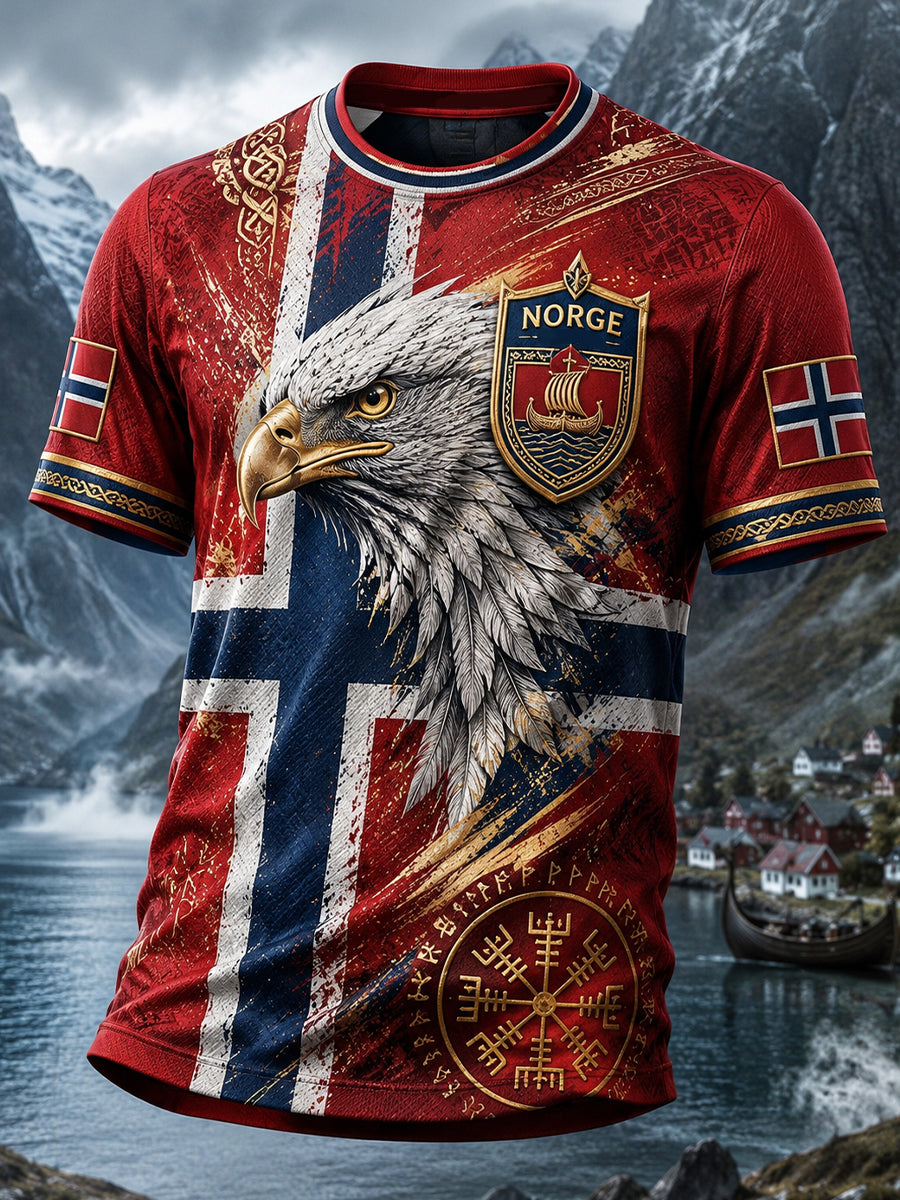 Retro nordisk vikingstil grafisk hverdags-T-skjorte
