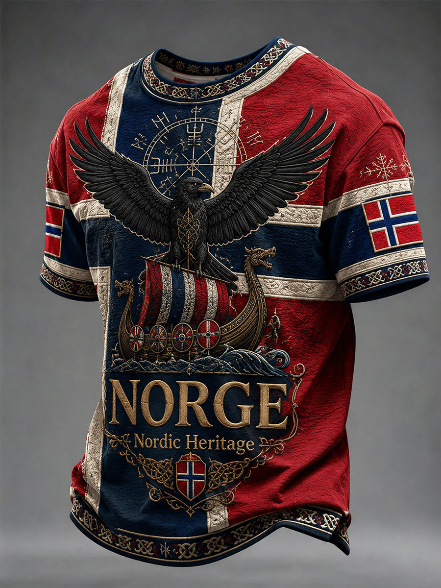 Retro nordisk vikingstil grafisk hverdags-T-skjorte