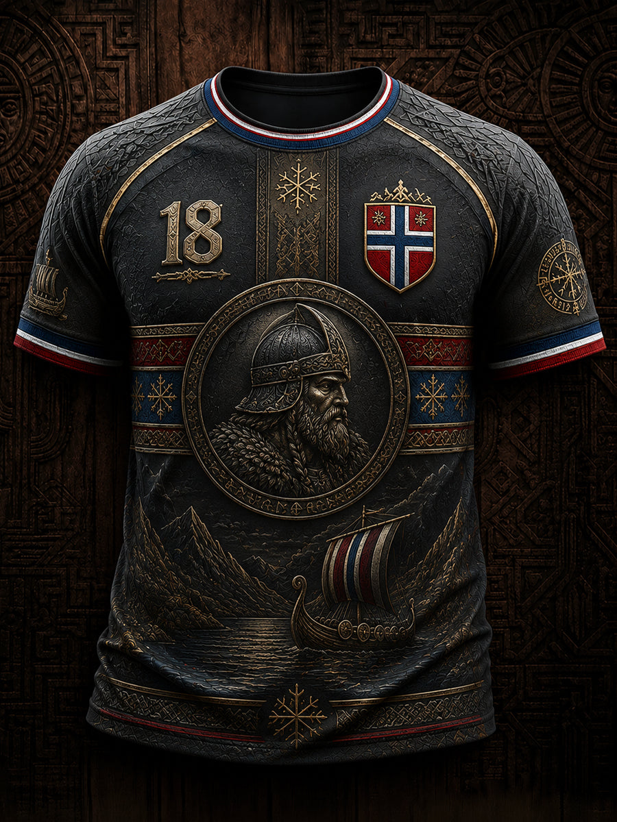 Retro norsk vikingkriger-fritids-T-skjorte
