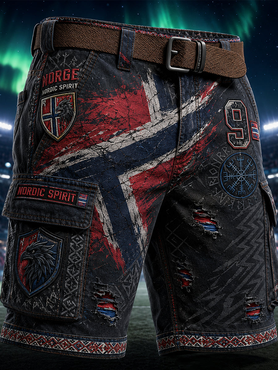 Menns Viking Norge-kunsttrykk hverdagsshortser
