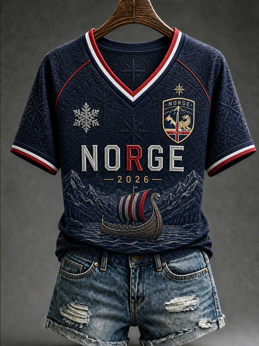 Kvinners retro «Norge Framover» hverdags-T-skjorte
