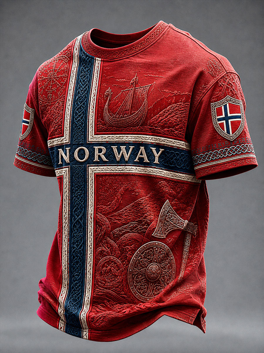 Menns norsk vikingåndsmotivskjorte til daglig bruk