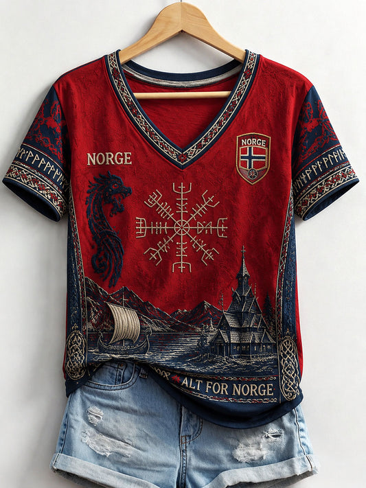 Kvinner Norge Viking V-utringning T-skjorter