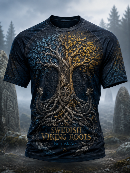 Svensk vikingströja för män med korta ärmarna